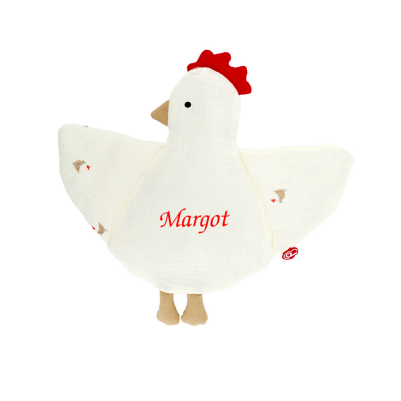  - poule blanc rouge 30 cm 